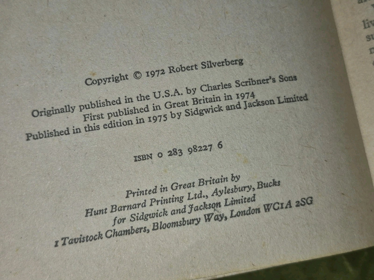 Dying Inside - Robert Silverberg - Sidgwick & Jackson - 19753