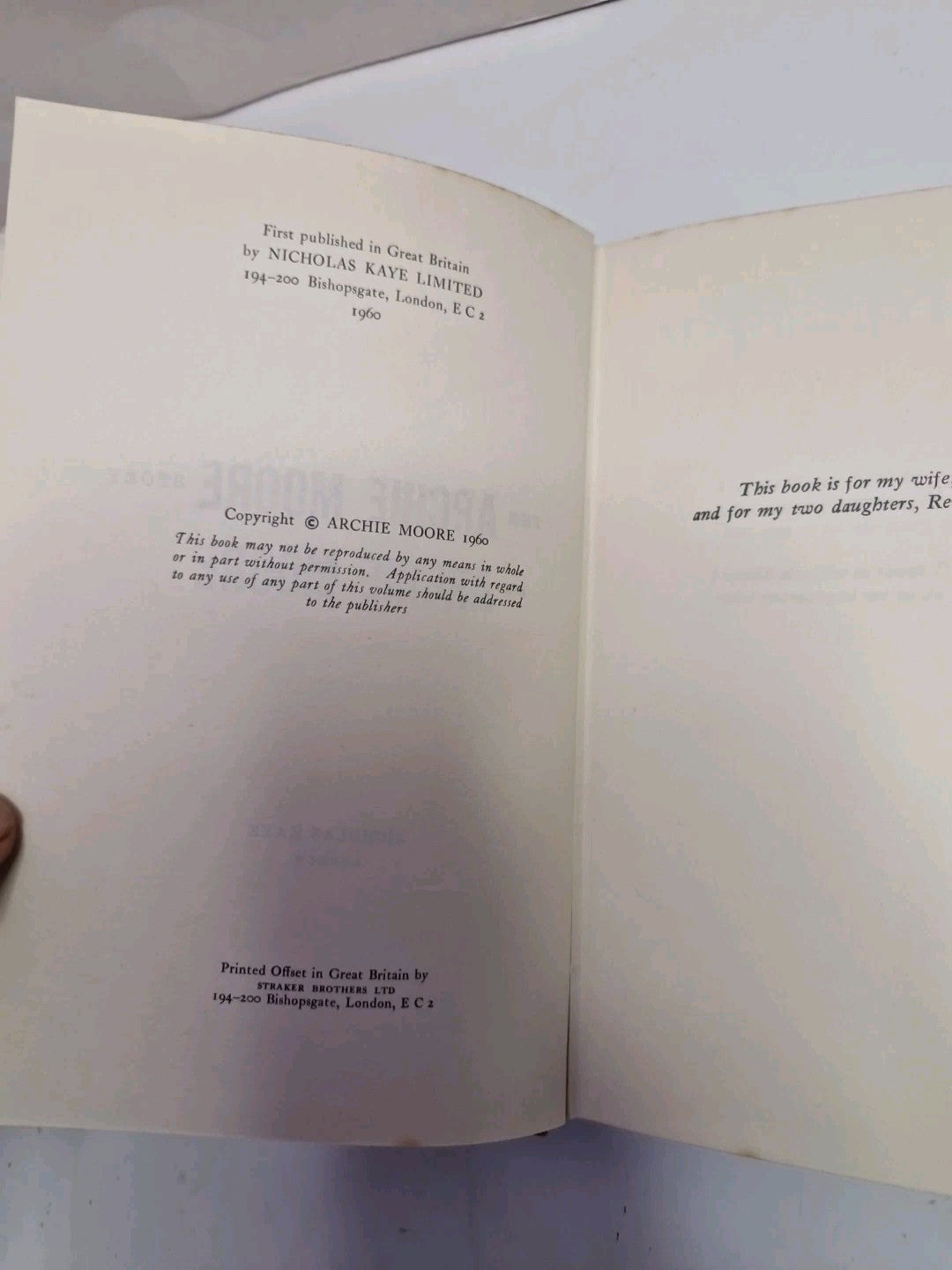 The Archie Moore Story 1st UK Edition Hardback in D/J 19604