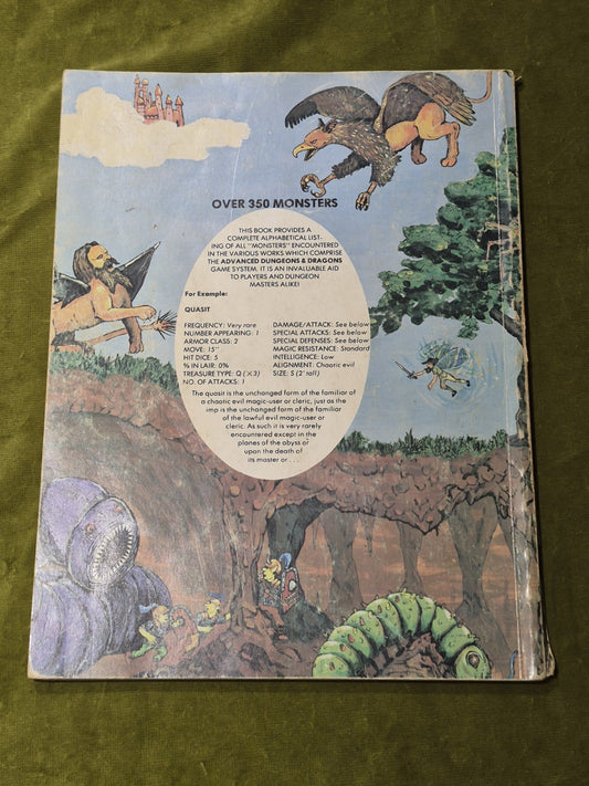 Advanced Dungeons and Dragons Monster Manual Softcover First Edition UK TSR 19771