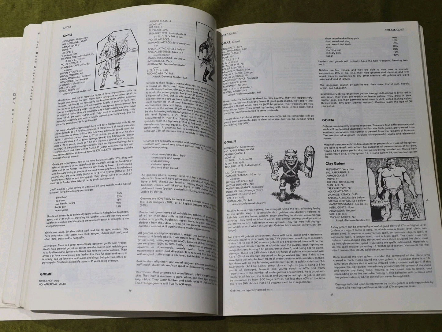 Advanced Dungeons and Dragons Monster Manual Softcover First Edition UK TSR 19774