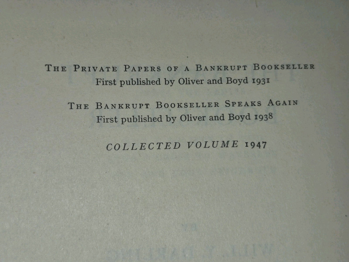 "The Bankrupt Bookseller" 1947 DARLING, Will. Y.5