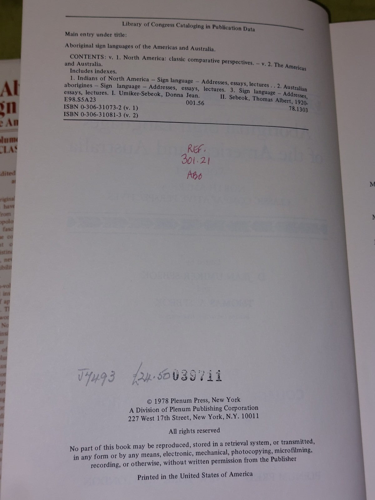 Aboriginal Sign Languages of the Americas and Australia Volumes 1 AND 2 (1978)13