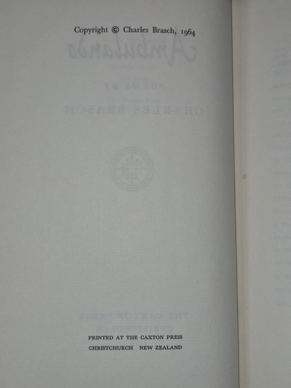 Ambulando Charles Brasch Caxton Press 1964 Caxton Press Christchurch6