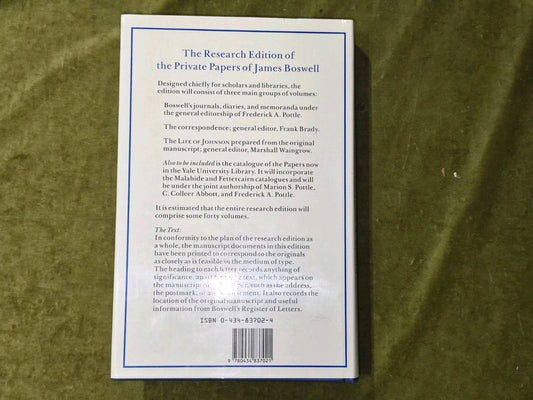 The Yale Editions of the Private Papers / Correspondence of James Boswell Vol 41