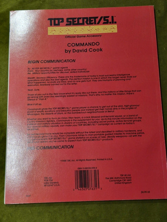 Top Secret/S.I. Commando adventure module by David Cook TSR RPG 76311