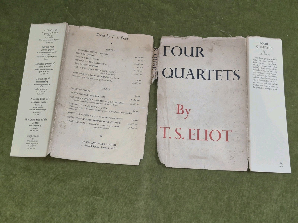 Four Quartets, T. S. Eliot. 1950. 1st Edition, 8th Print in Dust Jacket6