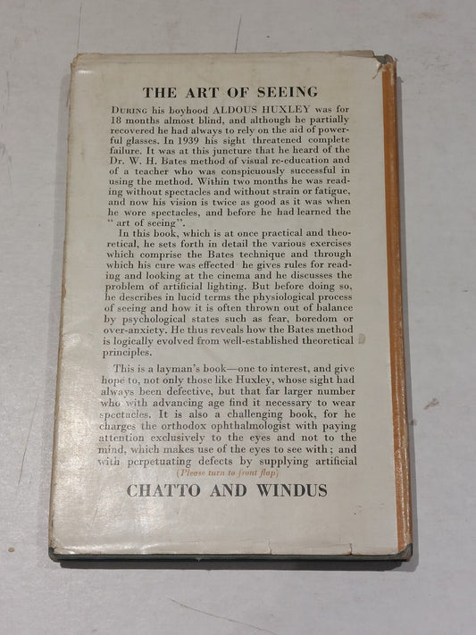 Aldous Huxley, Art Of Seeing (1943) 1st Edition, 4th Impression Hb Book With Dj1