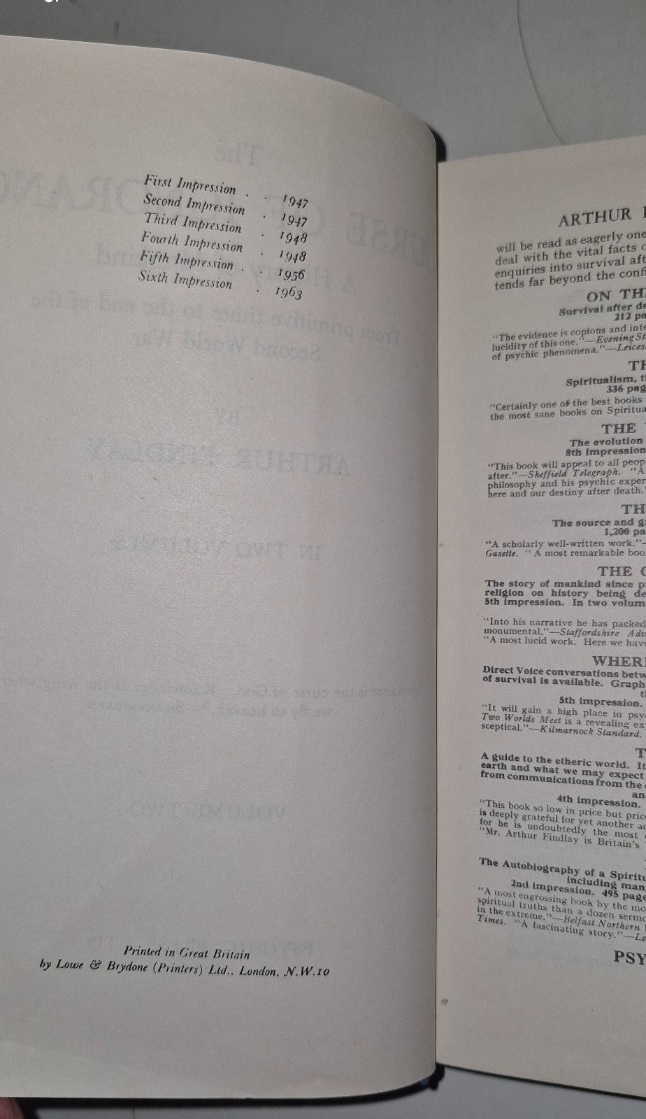The Curse of Ignorance: Volume Two (Arthur Findlay - 1963) HB.DJ. Psychic Press5