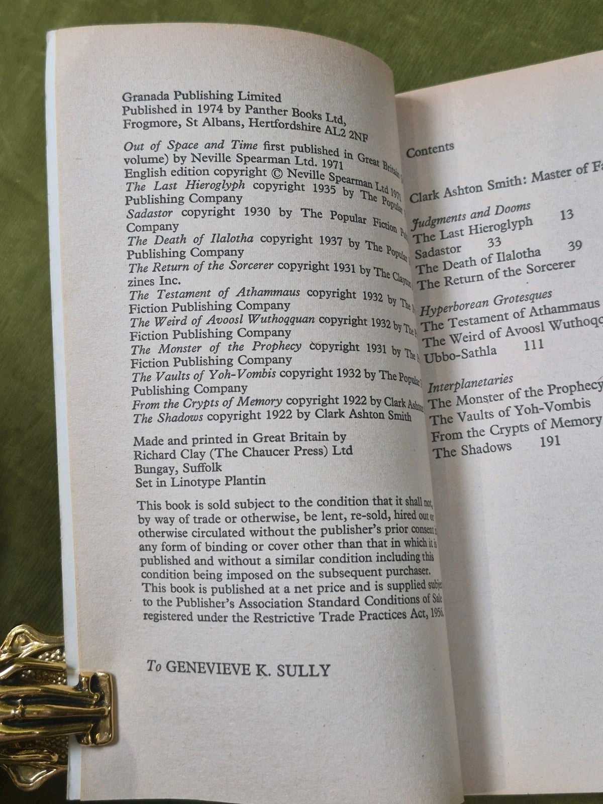 Clark Ashton Smith Out of Space & Time First Edition Panther 19745