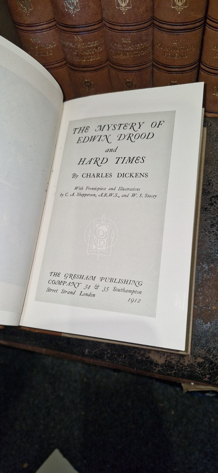 THE WORKS OF CHARLES DICKENS - 20 Volume Set In Leather GRESHAM 1912 VGC13
