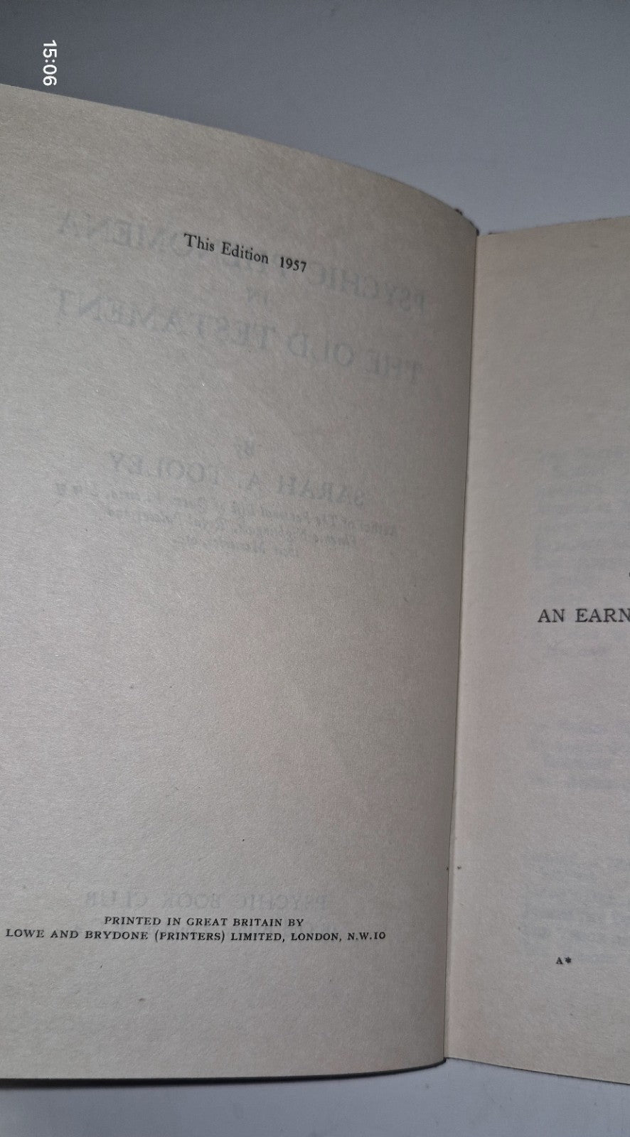 Psychic Phenomena in the Old Testament. Sarah Tooley. 1957 Psychic Book Club 4