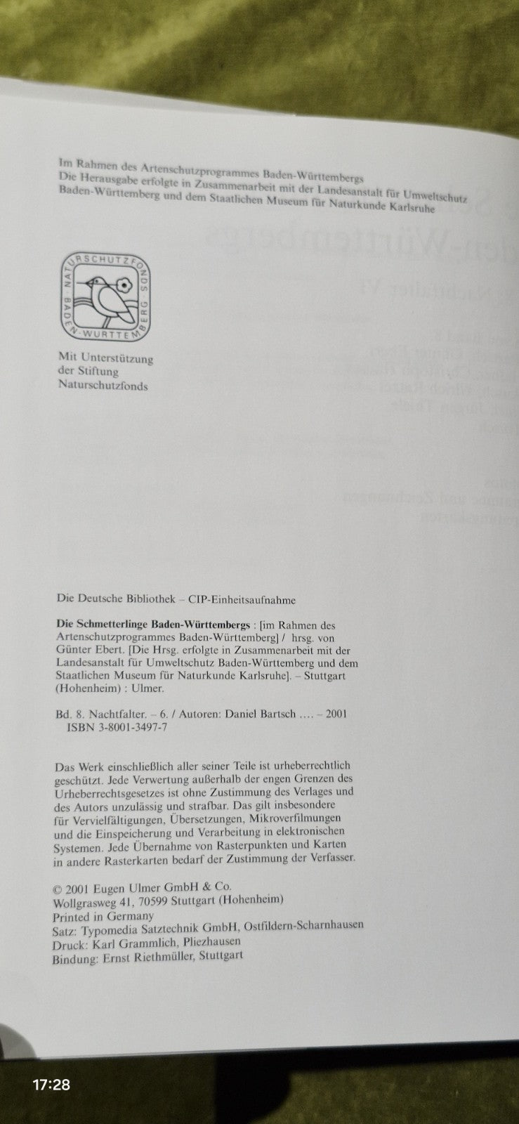 Die Schmetterlinge 8 Baden-Württemberg Band Gunter Ebert Ulmer 20013