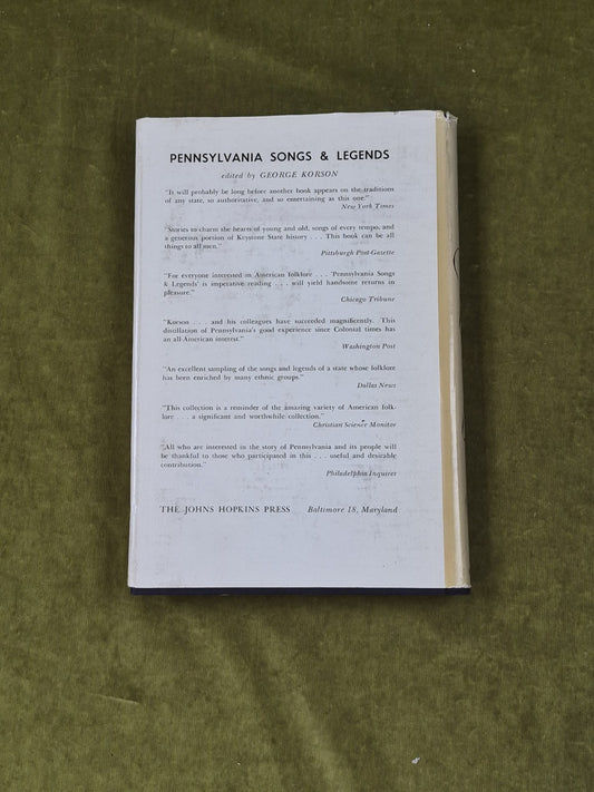 Pennsylvania Songs and Legends -George Korson , John Hopkins 2nd 1960 HB DJ1