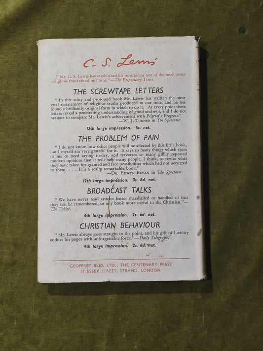 The Pilgrim's Regress C S Lewis Geoffrey Bles NEW & REVISED EDITION 1944 Reprint1