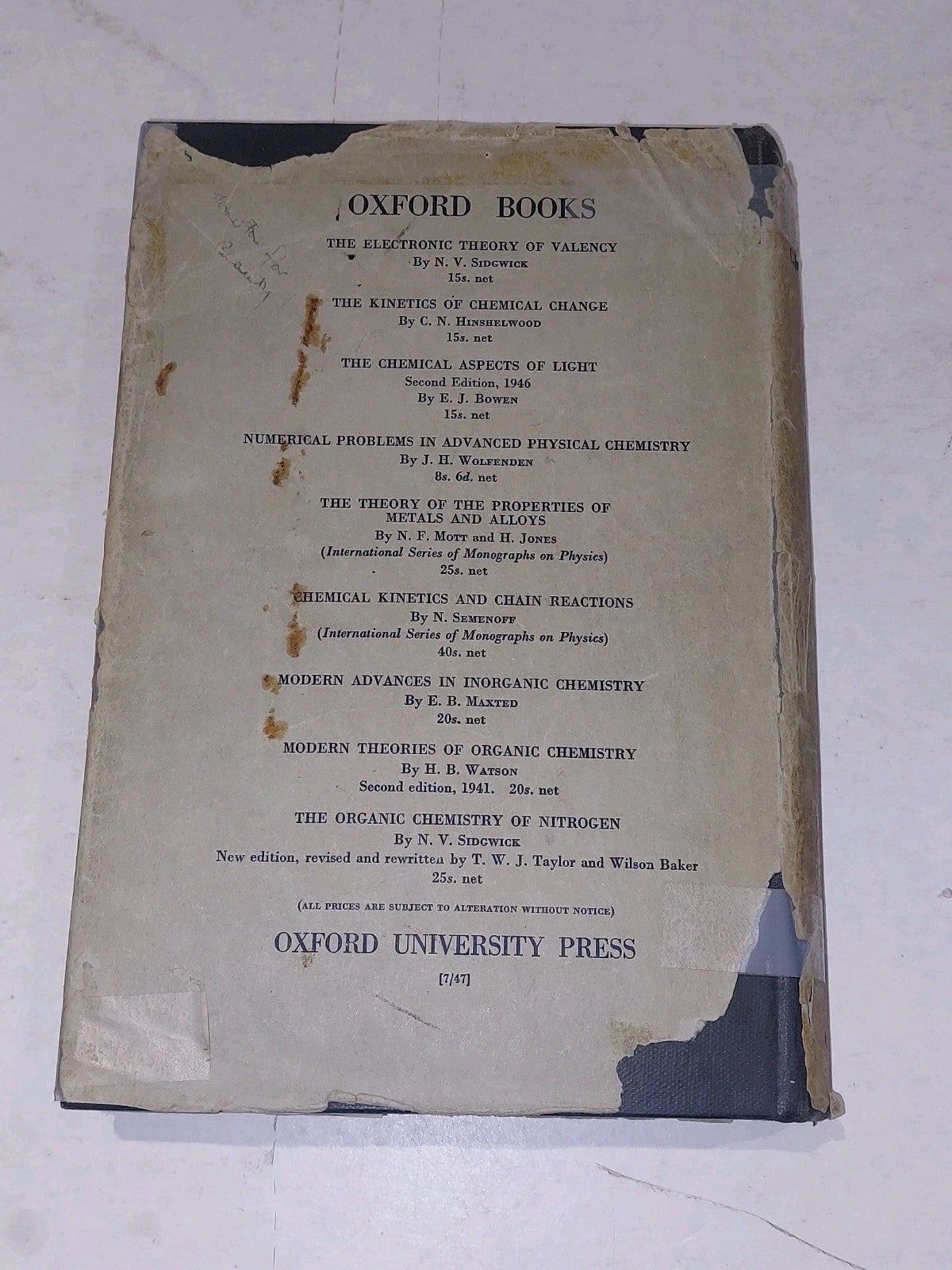 A F Wells Structural Inorganic Chemistry 1945 1st Ed With Dj Hb Book7