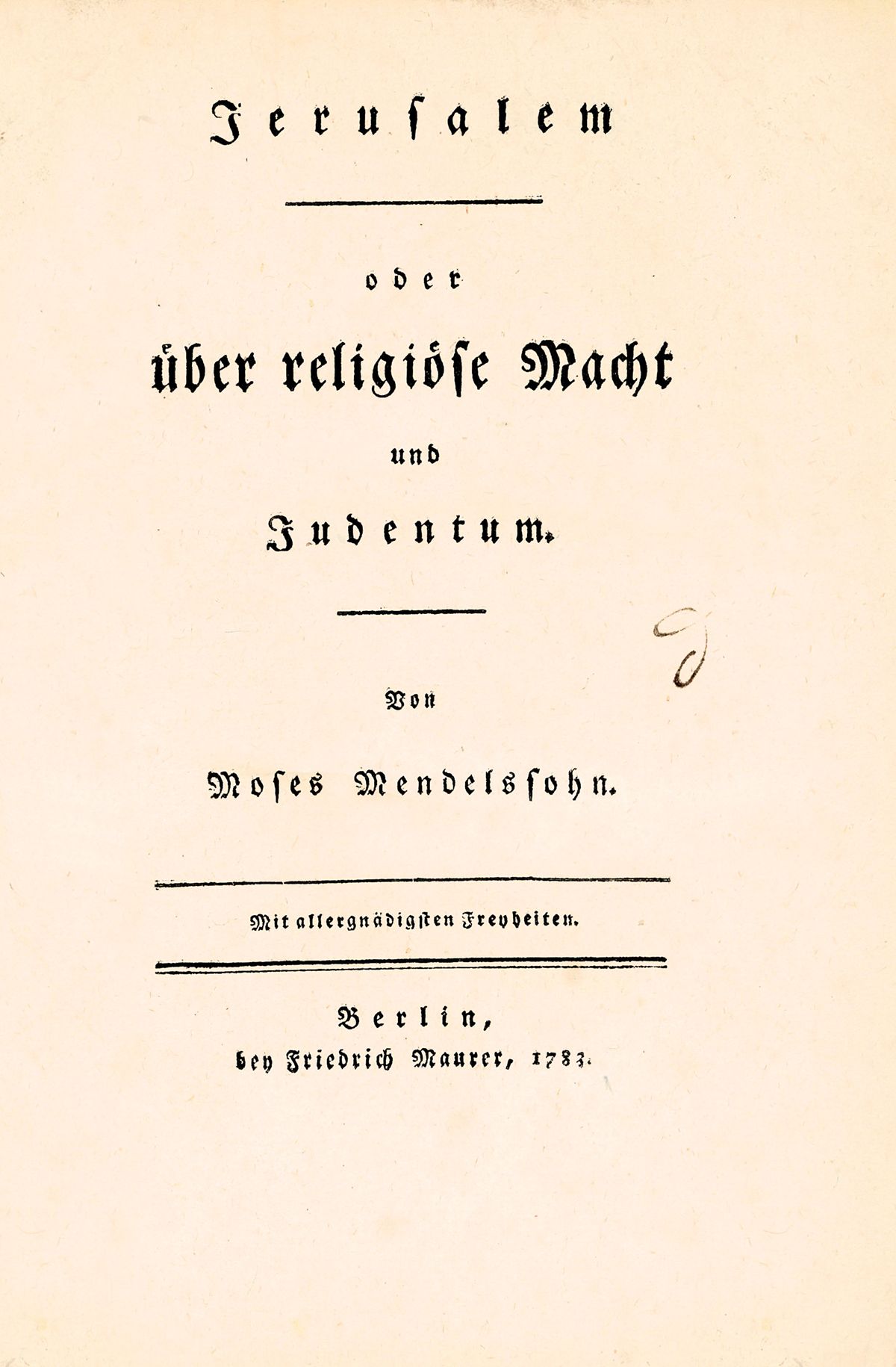 Jerusalem - Oder Uber Religious Macht Und Judentum Bon Moses Mendelssohn