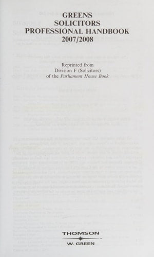 Solicitors Professional Handbook 2007-08
