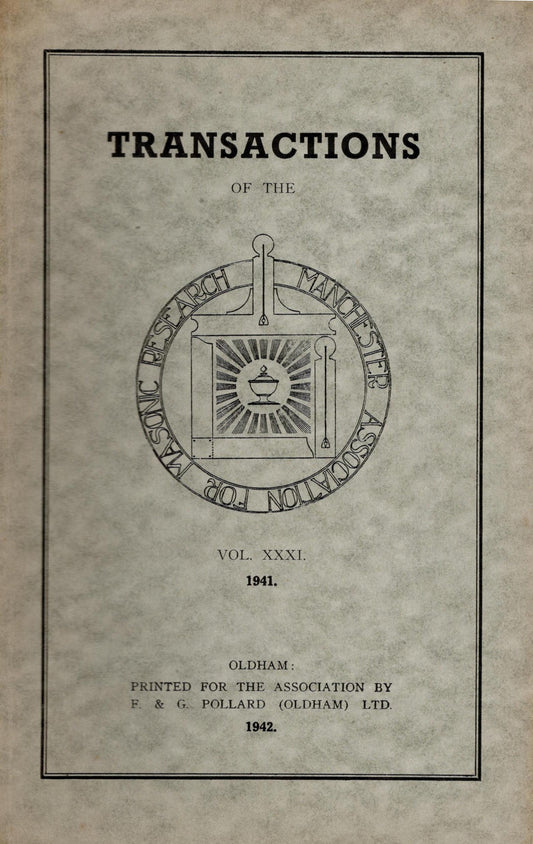 Transactions of the Manchester Association for Masonic Research