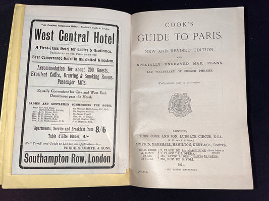Cook's Handbook to Paris (With Maps & Vocabulary of French Phrases)