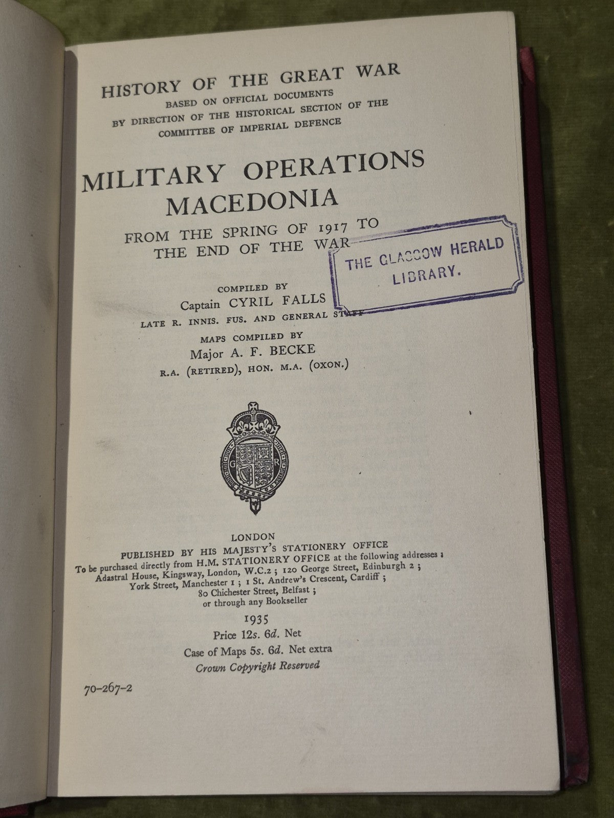 History of the Great War: Military Operations Macedonia Vol 2 (1935 First Ed.)2