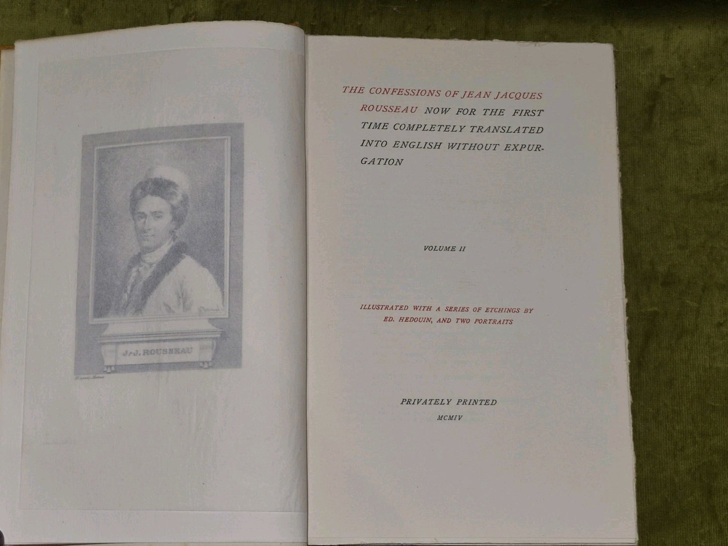 THE CONFESSIONS OF JEAN-JACQUES ROUSSEAU 1904 2 Vols Etchings by Hedouin2