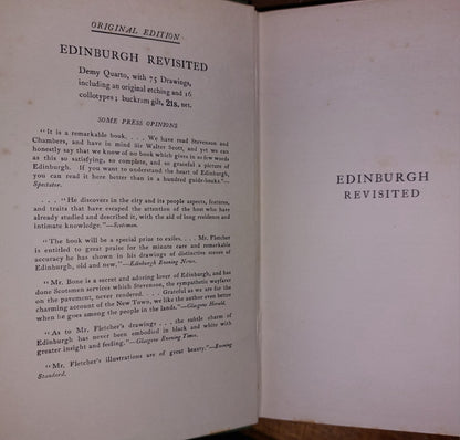 1913 2nd EDITION EDINBURGH REVISITED JAMES BONE & HANSLIP FLETCHER HARD COVER VG9