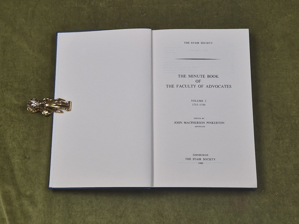Stair Society 32 - The Minute Book of the Faculty of Advocates 1713-1750, 19803