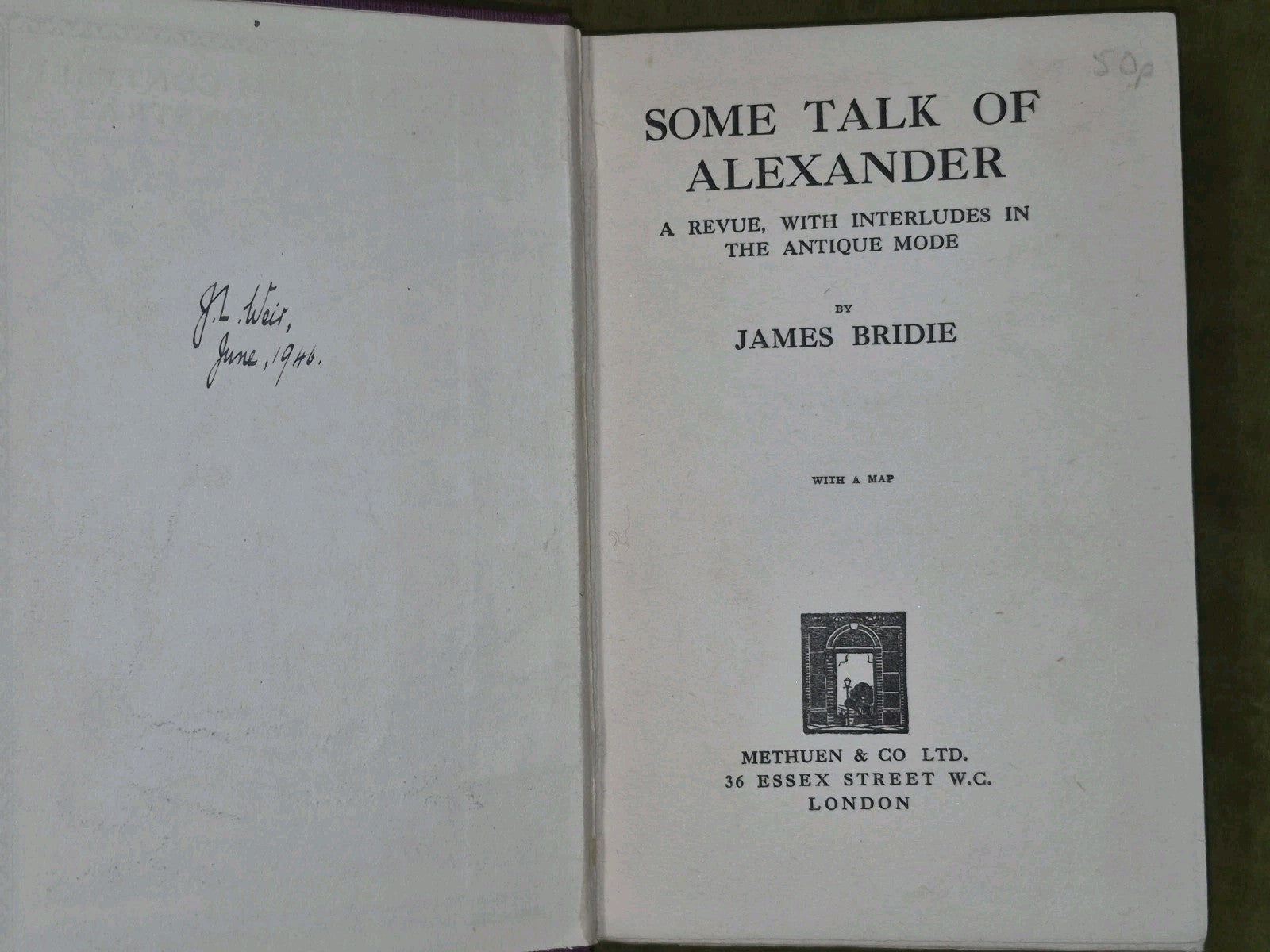 Some Talk of Alexander James Bridie 1926 Methuen & Co3