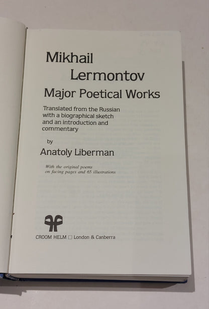 Mikhail Lermontov Major Poetical Works by Anatoly Liberman Hardcover (1983) Hb 3