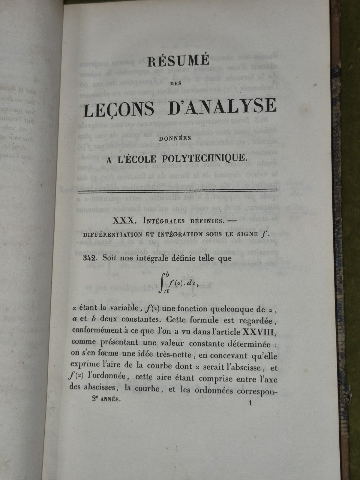Resume Des Lecons d'Analyse Donnees a l'ecole Polytechnique M Navier 1840 Vol 27