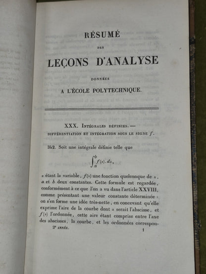 Resume Des Lecons d'Analyse Donnees a l'ecole Polytechnique M Navier 1840 Vol 27