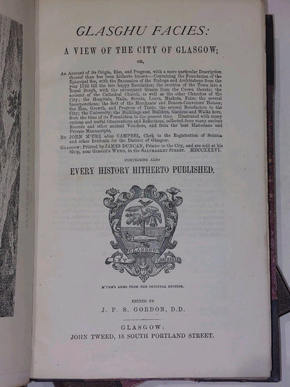 2Vol Glasghu Facies The History of Glasgow (1872) Gordon John M'ure 3