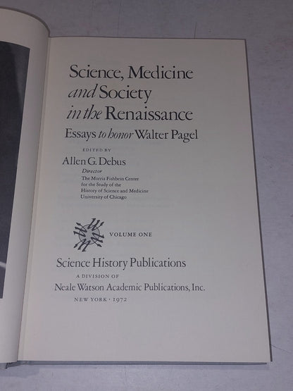 Science medicine and society in the Renaissance (1972) Allen Debus With Slipcase7