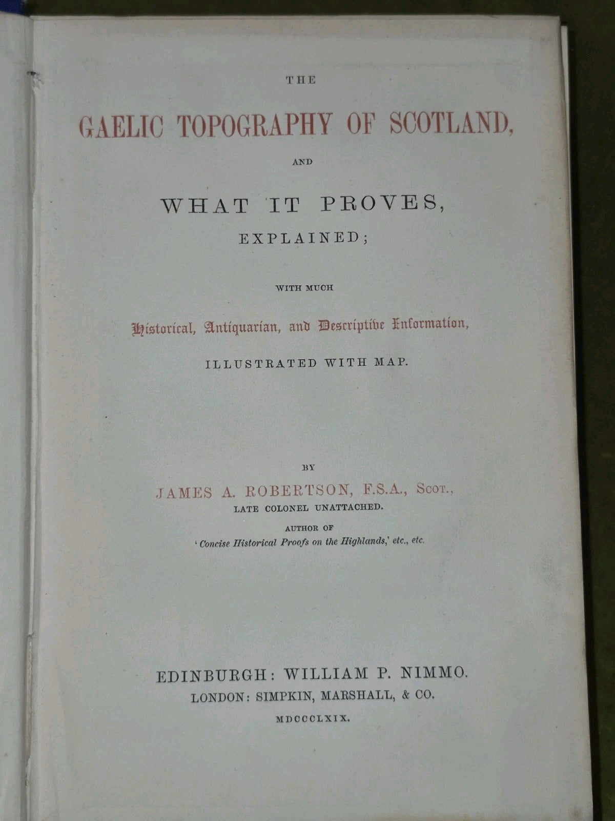 Gaelic Topography of Scotland Letter to Sir Stirling-Maxwell from Robertson 18697