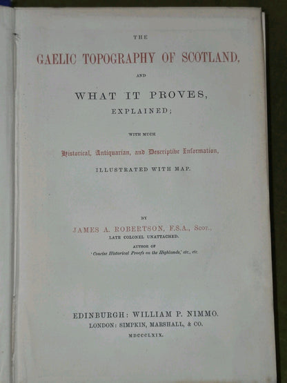 Gaelic Topography of Scotland Letter to Sir Stirling-Maxwell from Robertson 18697
