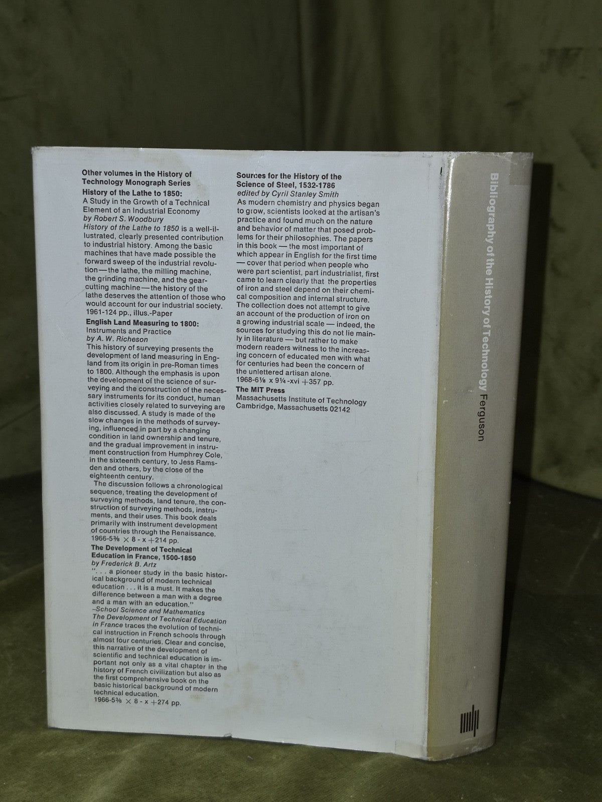 FERGUSON, EUGENE S Bibliography of the history of technology (1968)1