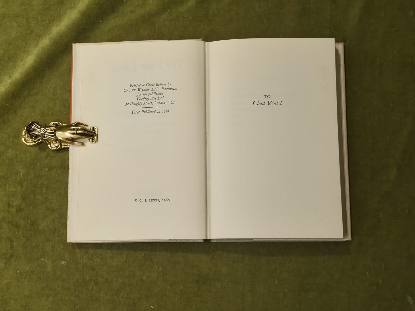 The Four Loves - C S Lewis , Geoffrey Bles , 1960 1st HB DJ4