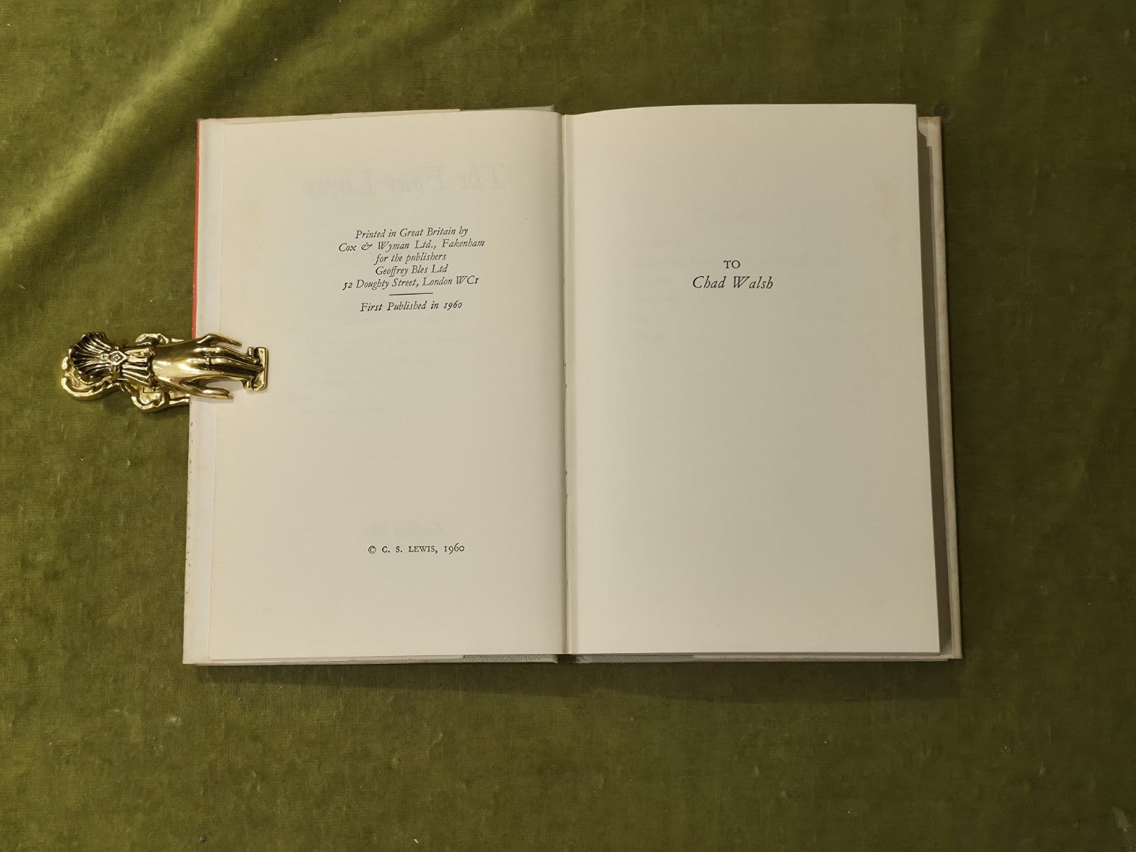 The Four Loves - C S Lewis , Geoffrey Bles , 1960 1st HB DJ4