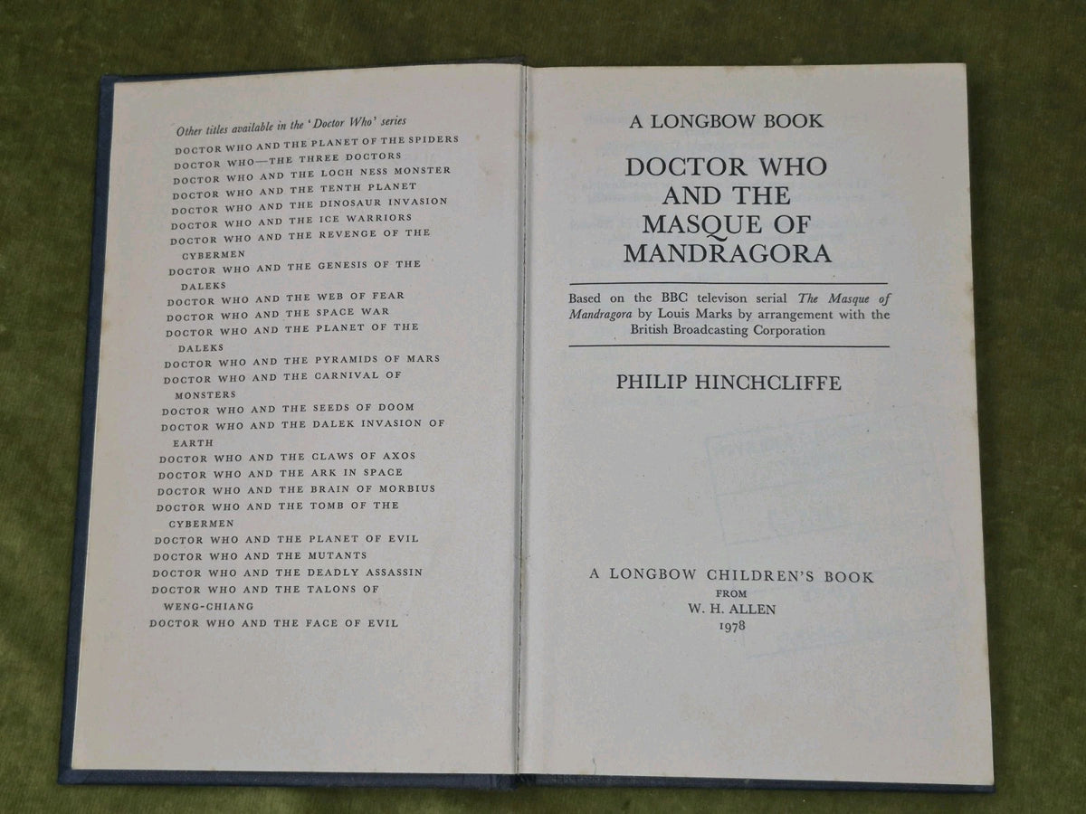 Doctor Who And The Masque Of Mandragora Hardback ExLib Philip Hinchcliffe5