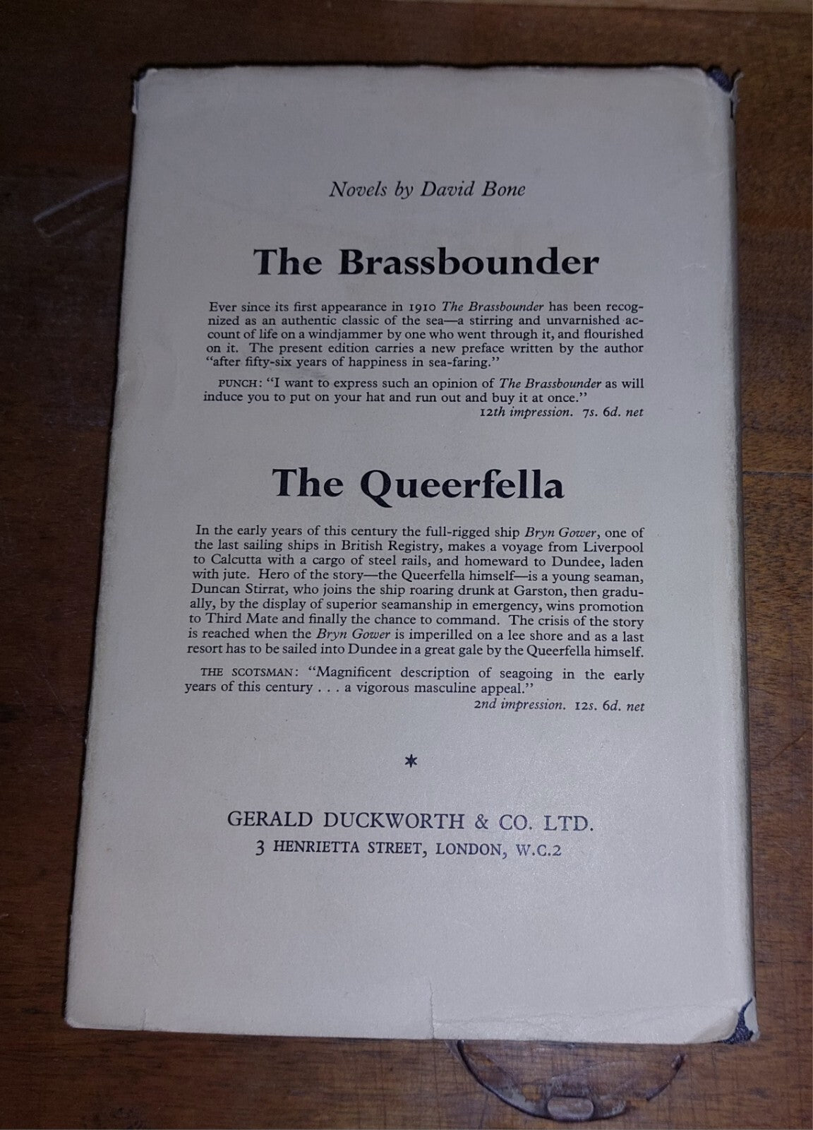 Landfall at Sunset: the Life of a Contented Sailor  Sir David Bone 1955 1st Ed.1