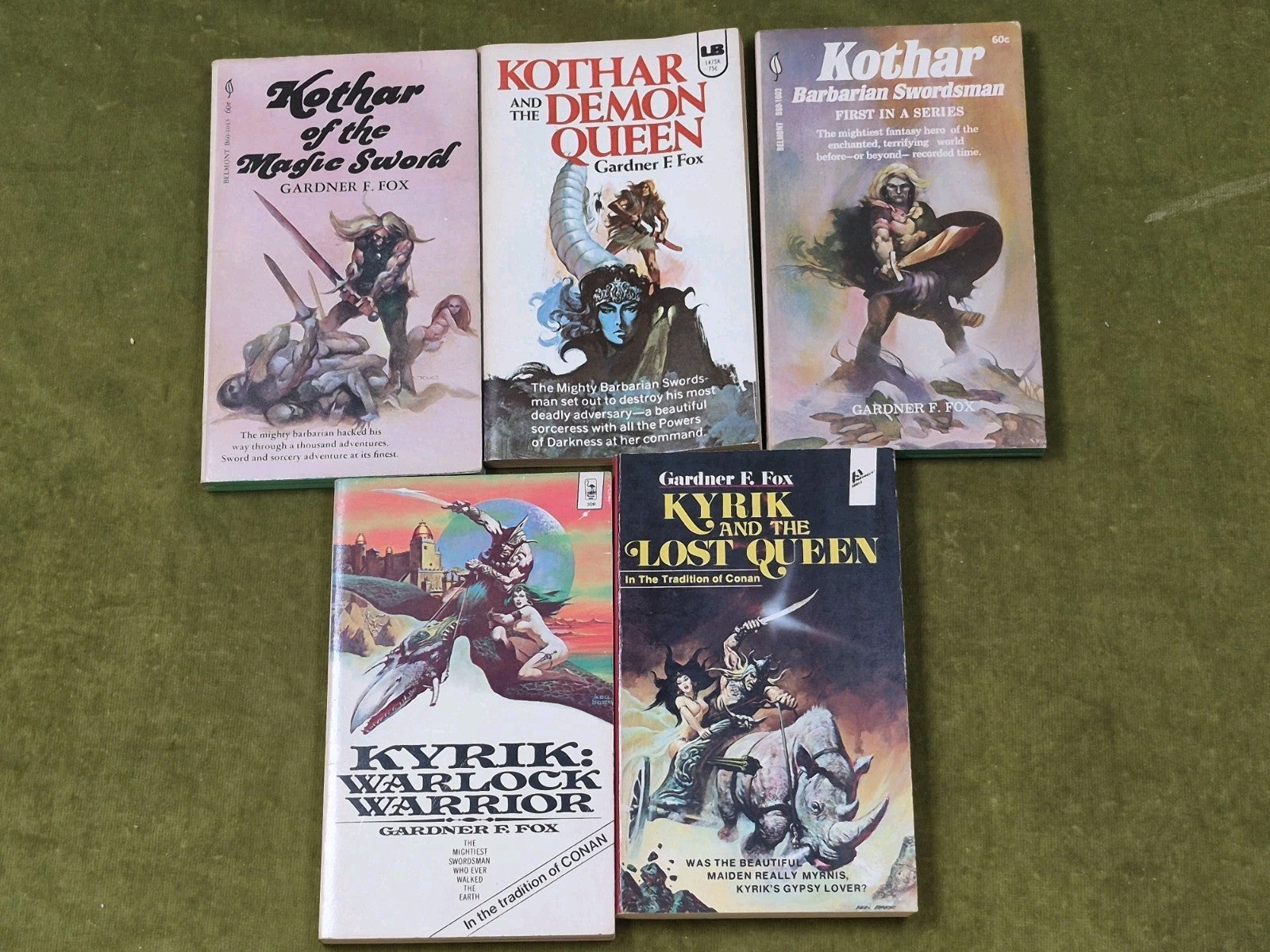 Gardner F Fox - 3 Kothar + 2 Kyrik Vintage Fantasy Paperbacks0