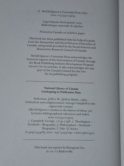 Orthodoxy and Enlightenment: George Campbell in the Eighteenth Century (2001)4