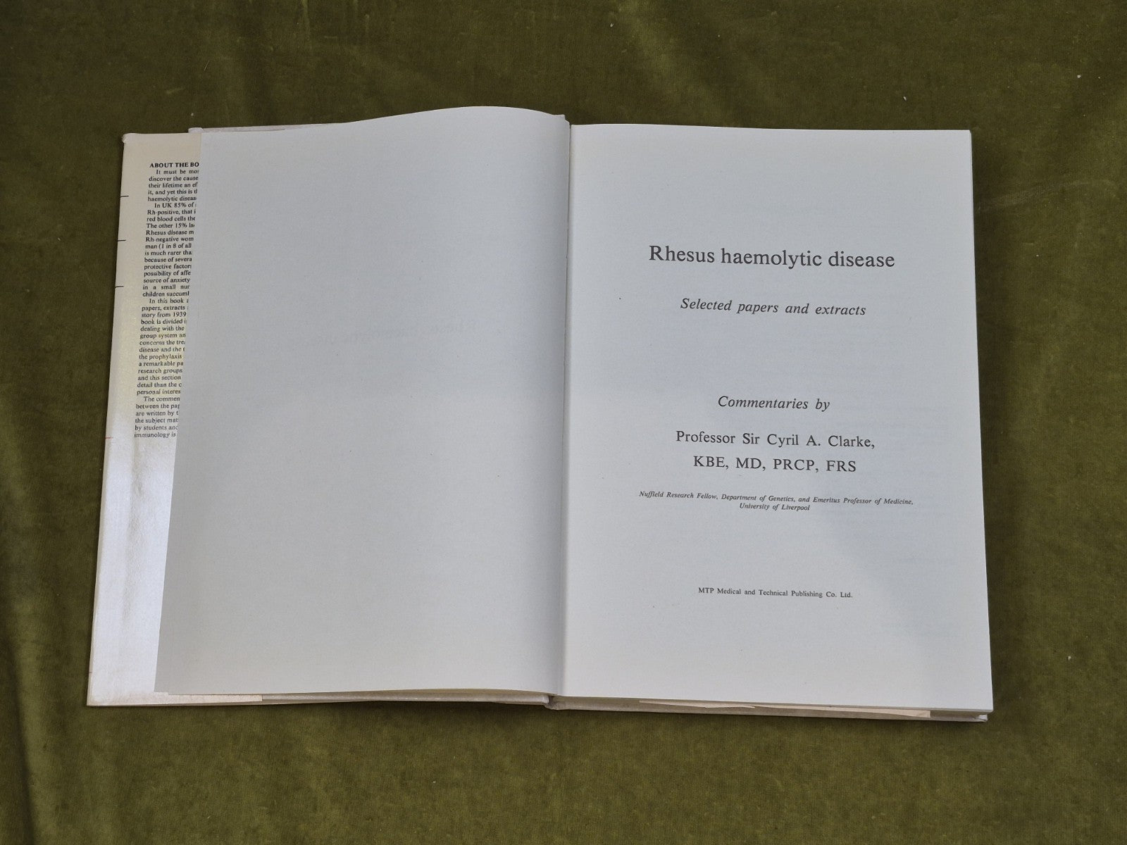 Rhesus Haemolytic Disease - Cyril A Clarke Kluwer  1975 HB DJ4