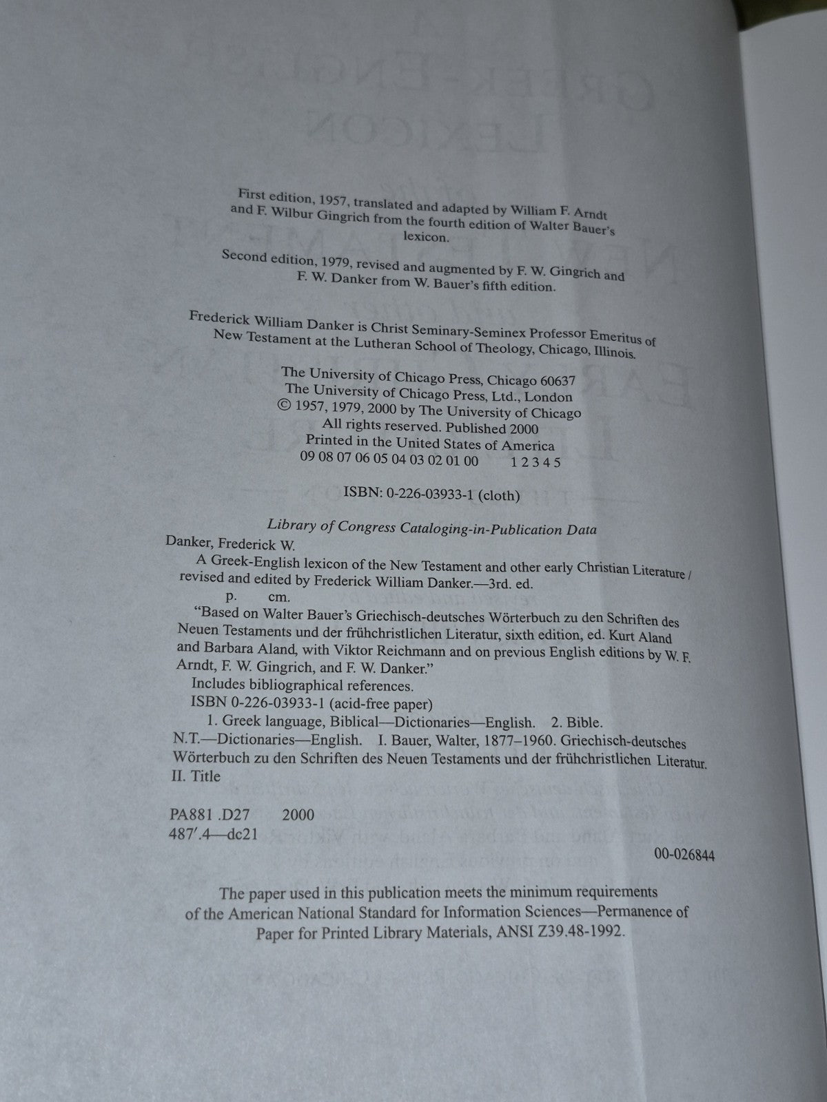 Greek-English Lexicon of New Testament & Other.. Frederick Danker 3rd Ed. (2000)5