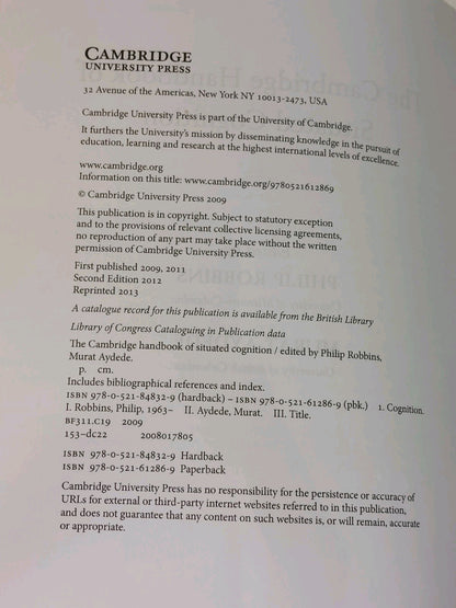 Cambridge Handbook of Situated Cognition by Philip Robbins & M. Aydede (2013)3