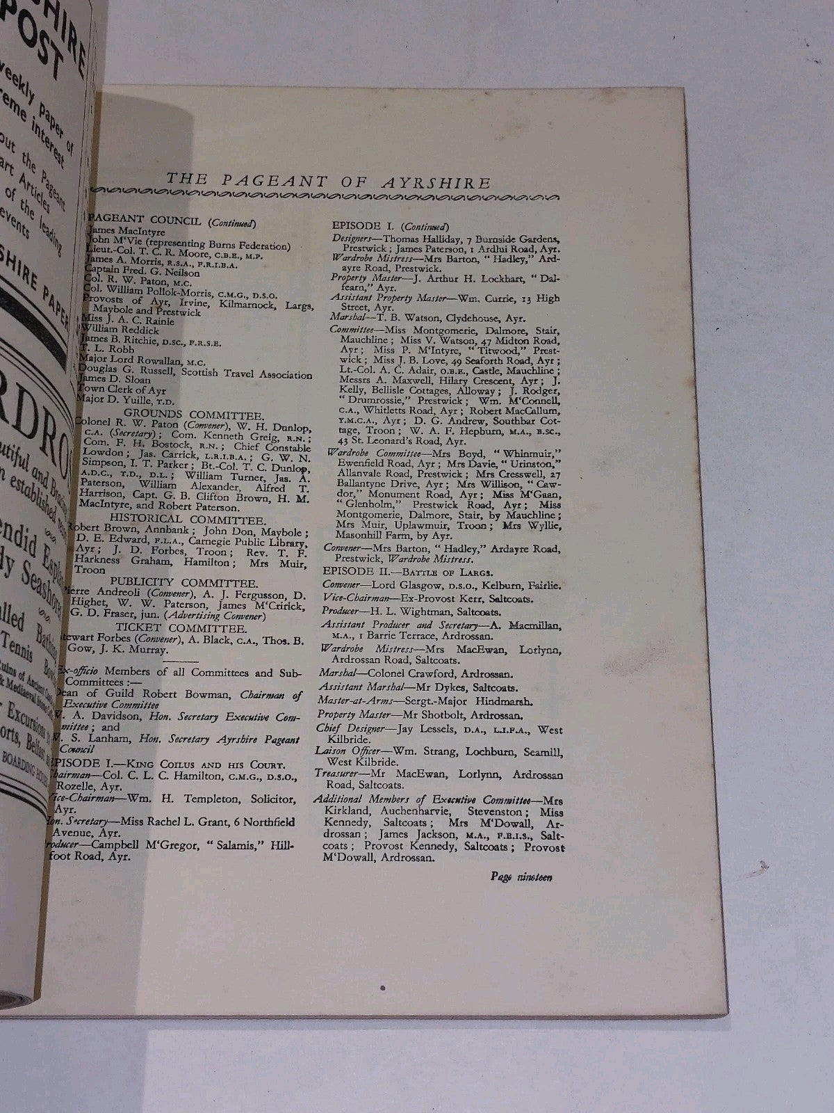 Pageant of Ayrshire : Official  Book Of the Pageant Circa 1934 Pb Book3