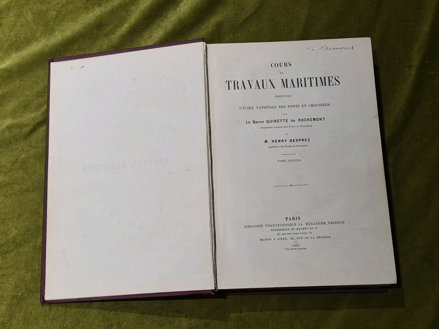 Cours de travaux maritimes Baron Quinette De Rochemont Et Henry Desprez Vol II4
