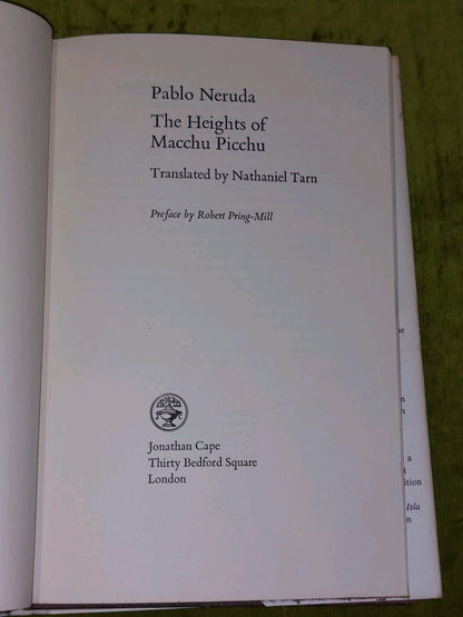 THE HEIGHTS OF MACCHU PICCHU  1ST. BRITISH ED. BY PABLO NERUDA (1966)3