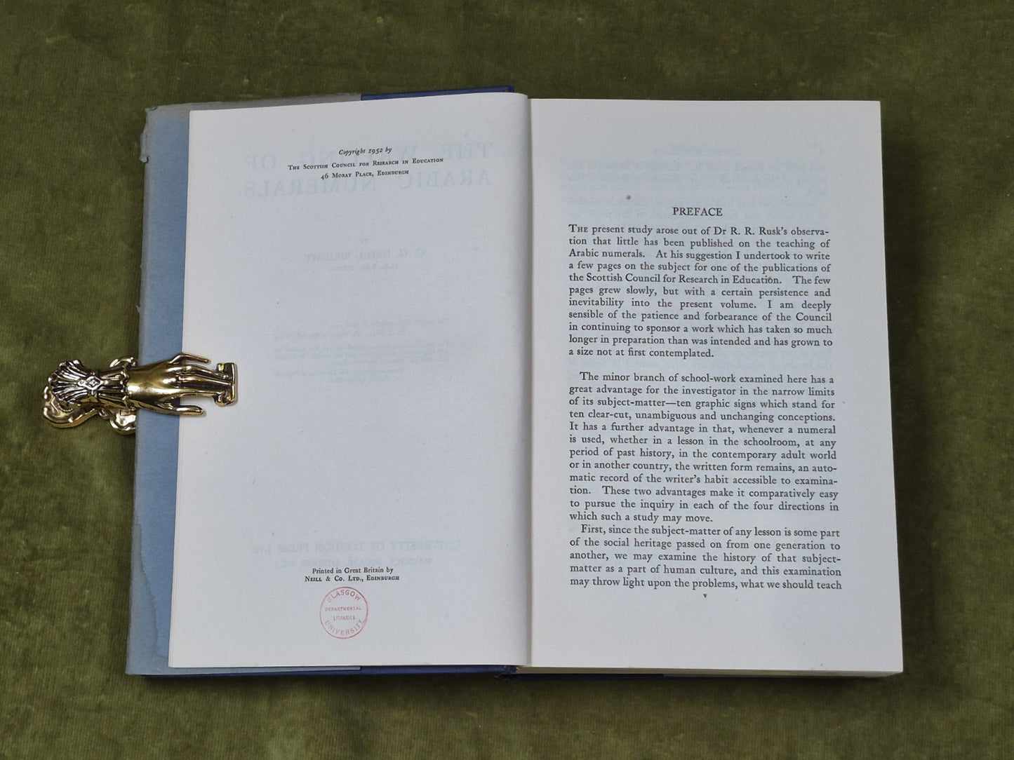 The Writing of Arabic Numerals - G G Neil Wright , 1952 HB DJ Ex Libris5