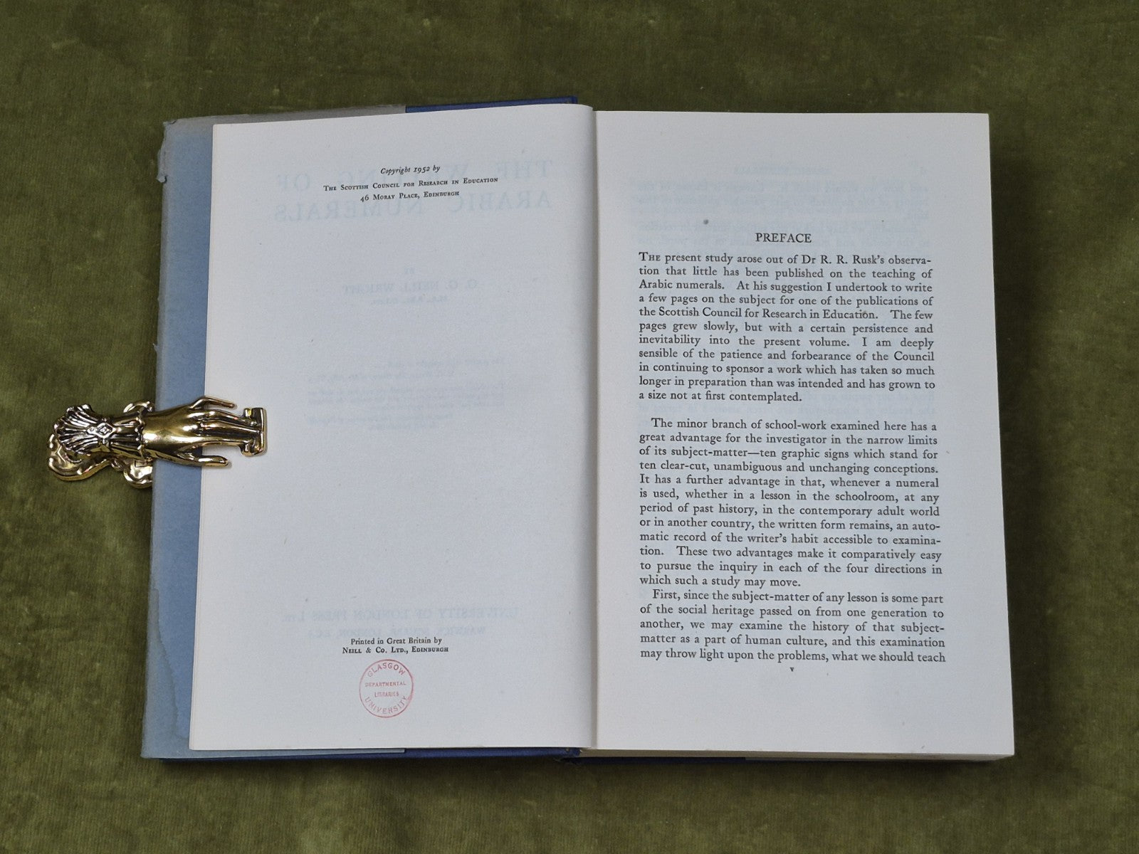 The Writing of Arabic Numerals - G G Neil Wright , 1952 HB DJ Ex Libris5